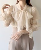 【ジュノア/JUNOAH】のmipiarl シアーキャンディースリーブボウタイブラウス クリーム|ID: prp329100004648054 ipo3291000000033556183