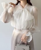 【ジュノア/JUNOAH】のmipiarl シアーキャンディースリーブボウタイブラウス ホワイト|ID: prp329100004648054 ipo3291000000033556186