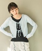 【フリークスストア/FREAK'S STORE】のシアー リブショート リボン カーディガン 24SS サックスブルー|ID: prp329100004648081 ipo3291000000033556688