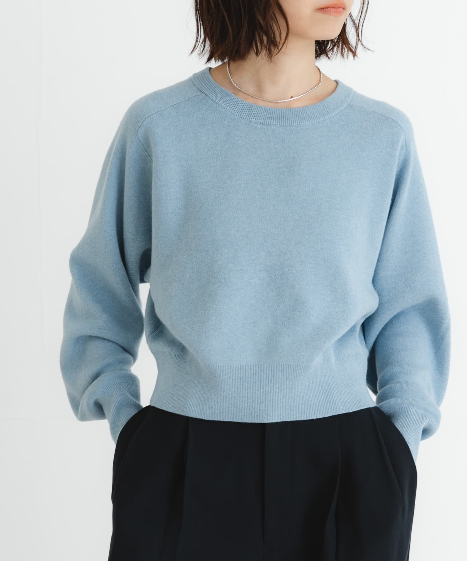 【アーバンリサーチ/URBAN RESEARCH】のnew basic カシミヤコットンクルーネックニット インテリア・キッズ・メンズ・レディースファッション・服の通販 founy(ファニー) 　ファッション　Fashion　レディースファッション　Fashion for Women　トップス・カットソー　Cut & Sew Tops　ニット　Knit Tops & Sweaters　春　Spring　クロップド　Cropped, Short Length　シンプル　Simple, Minimal　スラックス　Slacks, Dress Pants　デニム　Denim, Jeans Material　バランス　Balance, Style Balance　ベーシック　Basic, Essential　冬　Winter / This Winter　S/S・春夏　SS, Spring/Summer, Warm Season　おすすめ　Recommended / Our Picks　夏　Summer　2025年　2025　2025春夏・S/S　Spring/Summer 2025 SS25　SAX|ID: prp329100004648116 ipo3291000000033557208