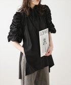 【ラジュール/Lajour】のギャザースリーブチュニック丈ブラウス ブラック|ID: prp329100004648124 ipo3291000000033557304