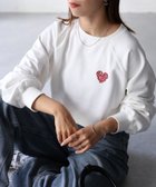 【リベリー/Riberry】のハートロゴラメ刺繍ラグランスウェットトレーナー ホワイト×レッド|ID: prp329100004648133 ipo3291000000033557395