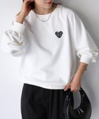 【リベリー/Riberry】のハートロゴラメ刺繍ラグランスウェットトレーナー ホワイト×ブラック|ID: prp329100004648133 ipo3291000000033557398