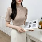 【ココモモ/COCOMOMO】のサマーニット ハーフタートルネック 半袖 パワショル パワーショルダー ライトブラウン|ID: prp329100004648144 ipo3291000000033557502