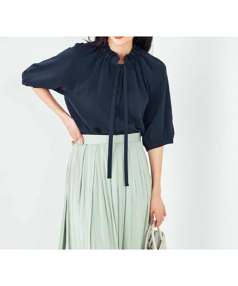 【アー ヴェー ヴェー/a.v.v】のフリルネックボウタイブラウス 人気、トレンドファッション・服の通販 founy(ファニー) 　ファッション　Fashion　レディースファッション　Fashion for Women　トップス・カットソー　Cut & Sew Tops　シャツ・ブラウス・オフィスカジュアル　Elegant Blouses & Button-Ups　インナー　Innerwear　春　Spring　キャミワンピース　Cami Dress, Slip Dress　ジャケット　Jacket, Outerwear　スリーブ　Sleeve, Long Sleeve / Short Sleeve　ドット　Polka Dot, Dot Pattern　なめらか　Smooth, Silky Texture　人気　Popular, Best Seller　フレア　Flare, Flared　ベーシック　Basic, Essential　ボトム　Bottoms, Lower Wear　再入荷　Restock / Back in Stock　おすすめ　Recommended / Our Picks　ビジネス 仕事 通勤　Business / Work / Commuting　 other-1|ID: prp329100004648147 ipo3291000000033557518