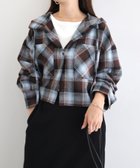 【アンドミー/andme】のショート丈 フーディ チェック シャツ ブラウス ブラウン|ID: prp329100004648162 ipo3291000000033557643
