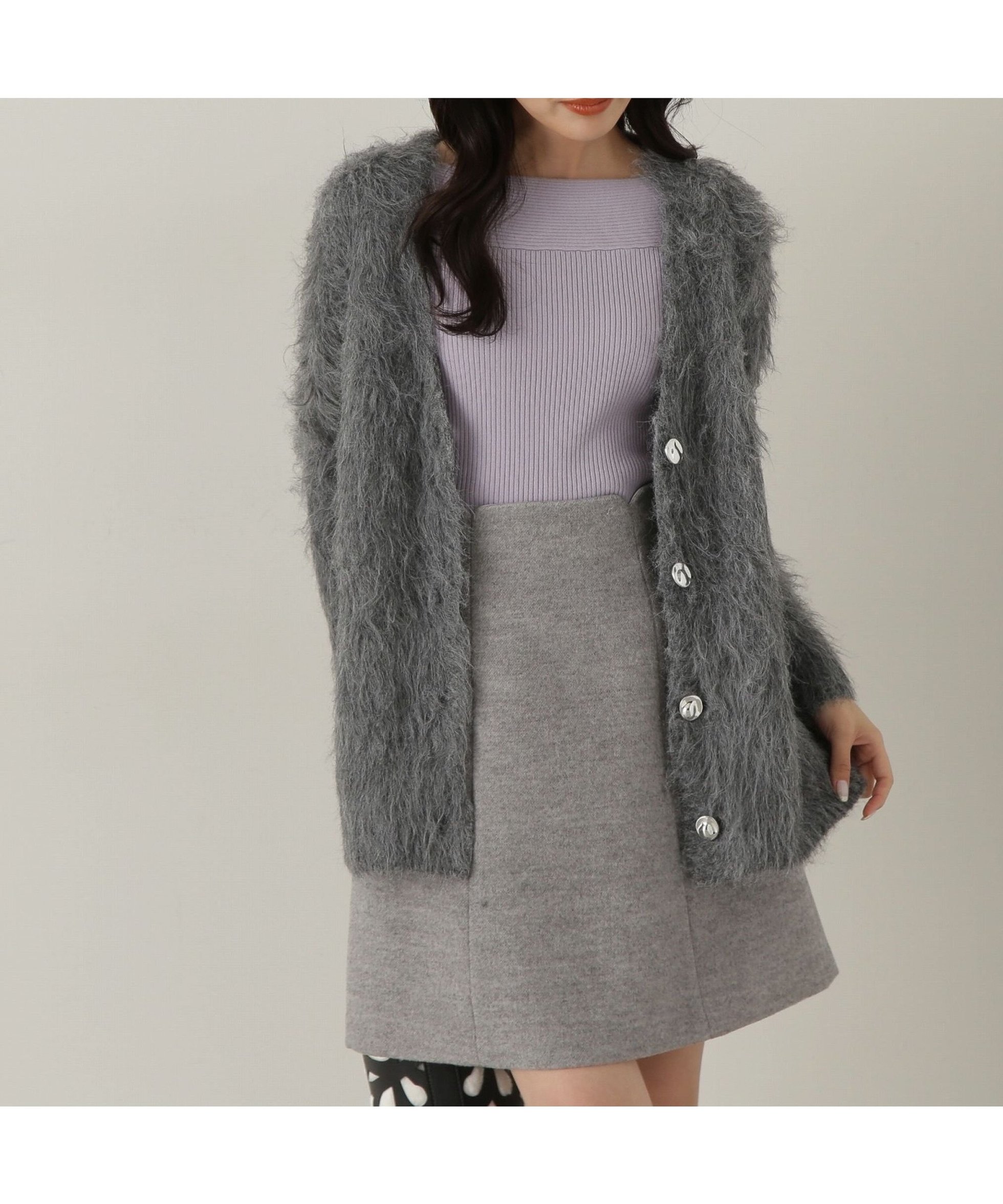 【プロポーション ボディドレッシング/PROPORTION BODY DRESSING】のシャギーカーディガン 24AW インテリア・キッズ・メンズ・レディースファッション・服の通販 founy(ファニー) 　ファッション　Fashion　レディースファッション　Fashion for Women　トップス・カットソー　Cut & Sew Tops　カーディガン・羽織り　Layered Style Cardigans　2024年　2024　2024-2025秋冬・A/W　Autumn/Winter 2024–25 AW24–25　フェミニン　Feminine, Girly　冬　Winter / This Winter　チャコール2|ID: prp329100004648174 ipo3291000000033557749