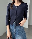 【アンドミー/andme】のパフスリーブ ショート丈 ニット カーディガン トップス ネイビー|ID: prp329100004648235 ipo3291000000033558468