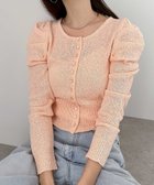 【アンドミー/andme】のパフスリーブ ショート丈 ニット カーディガン トップス オレンジ|ID: prp329100004648235 ipo3291000000033558469