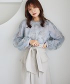 【ミスティ ウーマン/mysty woman】の【上西星来さん着用アイテム】フローラルレース刺繍ロングスリーブブラウス ブルーグレー82|ID: prp329100004648246 ipo3291000000033558578