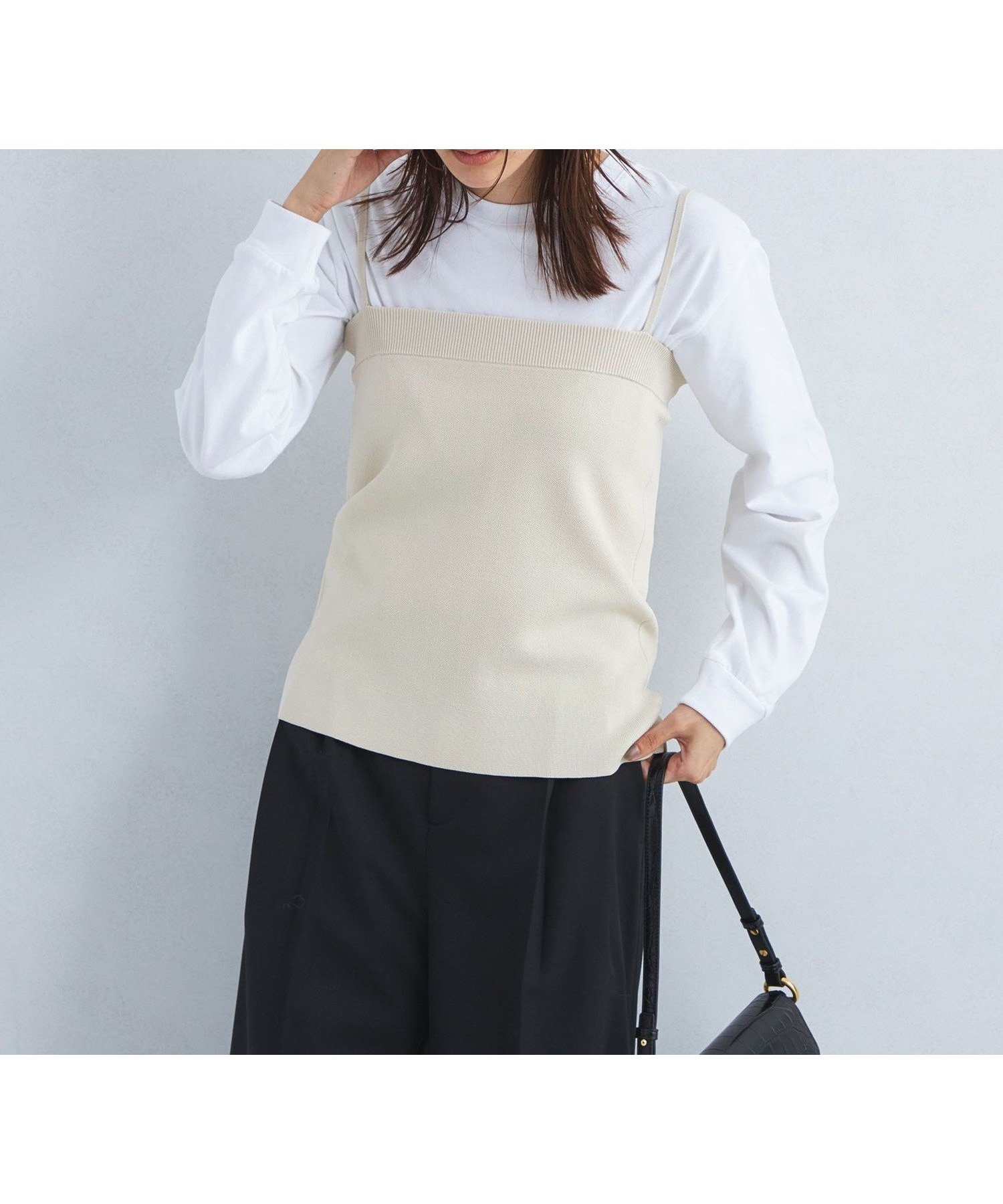 【ユナイテッドアローズ/UNITED ARROWS】のパフニット 2WAY キャミソール -ウォッシャブル- インテリア・キッズ・メンズ・レディースファッション・服の通販 founy(ファニー) 　ファッション　Fashion　レディースファッション　Fashion for Women　トップス・カットソー　Cut & Sew Tops　ニット　Knit Tops & Sweaters　キャミソール&ノースリーブ　Camisoles & Sleeveless Tops　ウォッシャブル　Machine Washable　キャミソール　Camisole, Spaghetti Strap Top　ストレート　Straight, Straight Cut　OFF WHITE|ID: prp329100004648251 ipo3291000000033558662