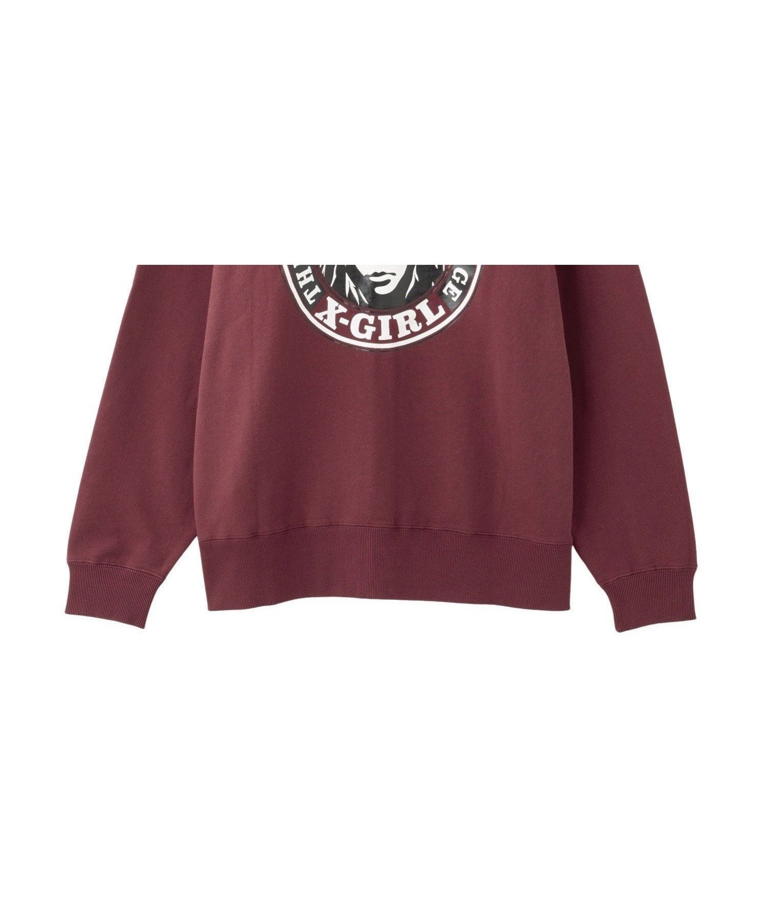 【エックスガール/X-girl】のCIRCLE LOGO AND FACE ZIP UP SWEAT HOODIE インテリア・キッズ・メンズ・レディースファッション・服の通販 founy(ファニー) 　ファッション　Fashion　レディースファッション　Fashion for Women　トップス・カットソー　Cut & Sew Tops　レディースパーカー・カジュアルフーディー　Casual Hoodies & Sweatshirts　スウェット・クルーネックトップス　Sweatshirts & Crewnecks / Relaxed Fit Sweat Tops　おすすめ　Recommended / Our Picks　グラフィック　Graphic, Graphic Design　コンパクト　Compact, Small Size　サークル　Circle, Round Design　スウェット / スエット　Sweatshirt, Sweatwear　デニム　Denim, Jeans Material　フロント　Front, Front Design　プリント　Print, Printed Pattern　ロング　Long, Long-Length　ワンポイント　One Point, Statement Accent　定番　Standard, Basic Item　旅行　Travel　A/W・秋冬　Autumn/Winter　長袖　Long Sleeve, Full Sleeve　BURGUNDY|ID: prp329100004648275 ipo3291000000033558934