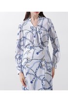【ピンキーアンドダイアン/Pinky&Dianne】のチェーンプリントブラウス 人気、トレンドファッション・服の通販 founy(ファニー) ファッション Fashion レディースファッション Fashion for Women トップス・カットソー Cut & Sew Tops シャツ・ブラウス・オフィスカジュアル Elegant Blouses & Button-Ups シルク Silk, 100% Silk スタンダード Standard, Basic スタンド Stand Collar, Upright Stand ストレッチ Stretch, Stretchy Fabric チェーン Chain, Chain Strap ドレープ Drape, Draping Fabric プリント Print, Printed Pattern ボーダー Border, Stripe エレガント 上品 Elegant 夏 Summer thumbnail ブルー|ID: prp329100004648284 ipo3291000000033559017