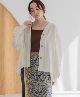 【エルーラ/Elura】のVネックブラウスカーディガン/590647 人気、トレンドファッション・服の通販 founy(ファニー) ファッション Fashion レディースファッション Fashion for Women トップス・カットソー Cut & Sew Tops カーディガン・羽織り Layered Style Cardigans シャツ・ブラウス・オフィスカジュアル Elegant Blouses & Button-Ups Vネックトップス V-Neck Tops / V-Cut Neckline Shirts ギャザー Gathered, Ruffled バランス Balance, Style Balance リラックス Relax, Relaxed Fit ロング Long, Long-Length |ID:prp329100004648405