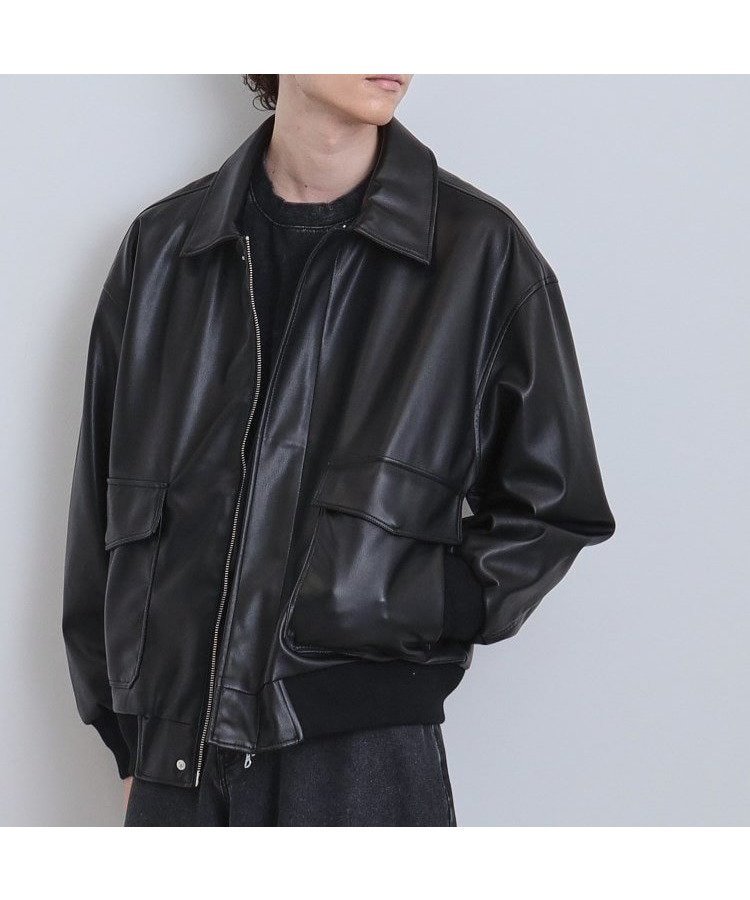 【ティーケー/tk TAKEO KIKUCHI / MEN】のA-2シンセティックレザーブルゾン インテリア・キッズ・メンズ・レディースファッション・服の通販 founy(ファニー) 　ファッション　Fashion　メンズファッション　Fashion for Men　ジャケット　Jacket, Outerwear　デニム　Denim, Jeans Material　プリント　Print, Printed Pattern　ポケット　Pocket, Pocket Detail　ミリタリー　Military, Army Style　エレガント 上品　Elegant　人気　Popular, Best Seller　ブラック|ID: prp329100004648413 ipo3291000000033560843