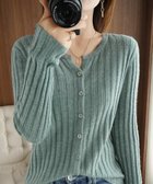 【アミュレット/Amulet】の【Amulet】リブニットカーディガン 人気、トレンドファッション・服の通販 founy(ファニー) ファッション Fashion レディースファッション Fashion for Women トップス・カットソー Cut & Sew Tops ニット Knit Tops & Sweaters カーディガン・羽織り Layered Style Cardigans ストレート Straight, Straight Cut デニム Denim, Jeans Material thumbnail グリーン|ID: prp329100004648426 ipo3291000000033561002