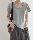 【ミニミニストア/miniministore】のUネックカットソー 韓国風 半袖Tシャツ グレー|ID: prp329100004648446 ipo3291000000033561209