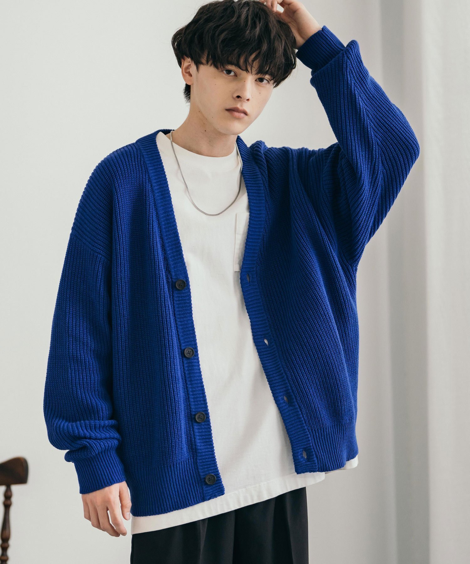 【ロッキーモンロー/Rocky Monroe】のオーバーサイズ ハイバルキーウォッシャブルニットカーディガン インテリア・キッズ・メンズ・レディースファッション・服の通販 founy(ファニー) 　ファッション　Fashion　レディースファッション　Fashion for Women　トップス・カットソー　Cut & Sew Tops　ニット　Knit Tops & Sweaters　カーディガン・羽織り　Layered Style Cardigans　アクリル　Acrylic Material　インナー　Innerwear　スラックス　Slacks, Dress Pants　デニム　Denim, Jeans Material　トレンド　Trend, Trending Now　バランス　Balance, Style Balance　メンズ　Men's, Menswear　リラックス　Relax, Relaxed Fit　ルーズ　Loose, Oversized　再入荷　Restock / Back in Stock　おすすめ　Recommended / Our Picks　ロイヤルブルー|ID: prp329100004648449 ipo3291000000033561319