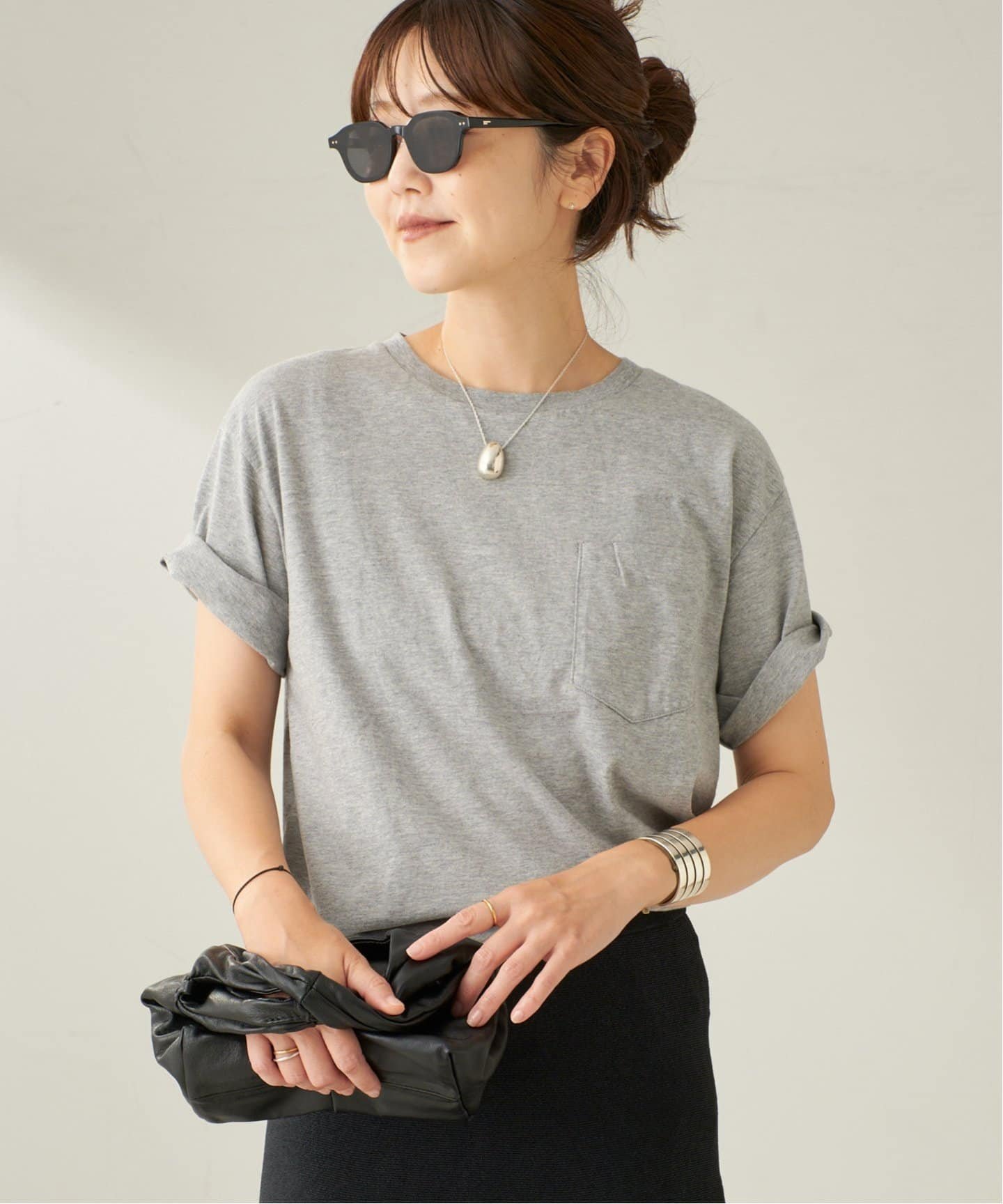 【プラージュ/Plage】のPOCKET Tシャツ インテリア・キッズ・メンズ・レディースファッション・服の通販 founy(ファニー) 　ファッション　Fashion　レディースファッション　Fashion for Women　トップス・カットソー　Cut & Sew Tops　シャツ・ブラウス・オフィスカジュアル　Elegant Blouses & Button-Ups　ロングTシャツ・Tシャツ　Longline T-Shirts & Tees　アクセサリー　Fashion Accessories　インナー　Innerwear　コンパクト　Compact, Small Size　サングラス　Sunglasses, Shades　ジャケット　Jacket, Outerwear　ポケット　Pocket, Pocket Detail　メガネ　Glasses, Eyewear　メランジ　Melange, Mixed Yarn　グレー|ID: prp329100004648466 ipo3291000000033561666