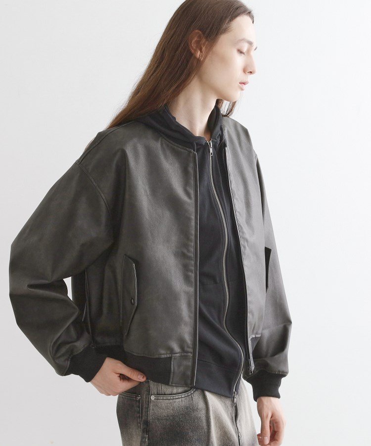 【ティーケー/tk TAKEO KIKUCHI / MEN】のシンセティックレザー MA-1 インテリア・キッズ・メンズ・レディースファッション・服の通販 founy(ファニー) 　ファッション　Fashion　メンズファッション　Fashion for Men　コンパクト　Compact, Small Size　トレンド　Trend, Trending Now　ドロップ　Drop Shoulder, Dropped Style　ポケット　Pocket, Pocket Detail　リアル　Real, Realistic　ヴィンテージ　Vintage Style　ブラック|ID: prp329100004648486 ipo3291000000033561811