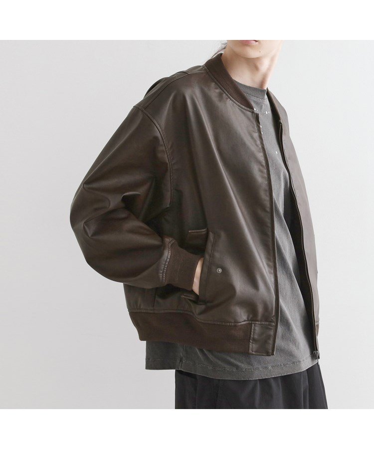 【ティーケー/tk TAKEO KIKUCHI / MEN】のシンセティックレザー MA-1 インテリア・キッズ・メンズ・レディースファッション・服の通販 founy(ファニー) 　ファッション　Fashion　メンズファッション　Fashion for Men　コンパクト　Compact, Small Size　トレンド　Trend, Trending Now　ドロップ　Drop Shoulder, Dropped Style　ポケット　Pocket, Pocket Detail　リアル　Real, Realistic　ヴィンテージ　Vintage Style　ブラウン|ID: prp329100004648486 ipo3291000000033561812