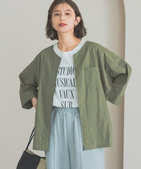 【スタディオ クリップ/studio CLIP】のノーカラーシャツブルゾン 人気、トレンドファッション・服の通販 founy(ファニー) ファッション Fashion レディースファッション Fashion for Women アウター Coat / Outerwear Collection ブルゾンジャケット・スポーティアウター Blouson Jackets トップス・カットソー Cut & Sew Tops シャツ・ブラウス・オフィスカジュアル Elegant Blouses & Button-Ups カフス Cuff Design カーディガン Cardigan, Knitwear デニム Denim, Jeans Material ブルゾン Blouson, Bomber Jacket ベーシック Basic, Essential 定番 Standard, Basic Item |ID:prp329100004648494