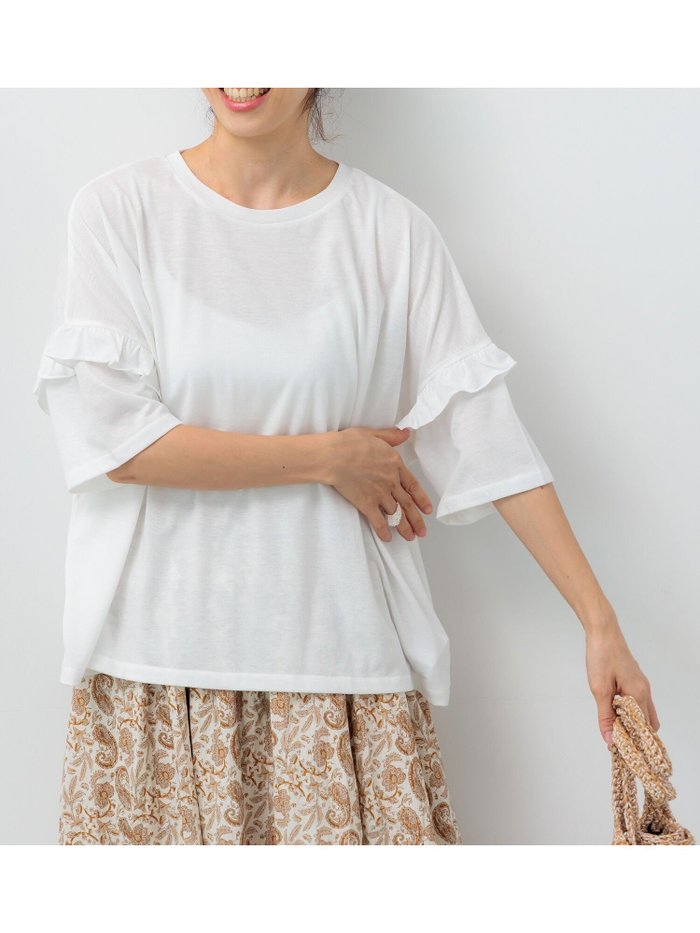 【テチチ/Te chichi】の袖フリルトップス インテリア・キッズ・メンズ・レディースファッション・服の通販 founy(ファニー) https://founy.com/ ファッション Fashion レディースファッション Fashion for Women トップス・カットソー Cut & Sew Tops シンプル Simple, Minimal フリル Frill, Ruffle リラックス Relax, Relaxed Fit 無地 Plain, Solid Color |ID: prp329100004648522 ipo3291000000033562189