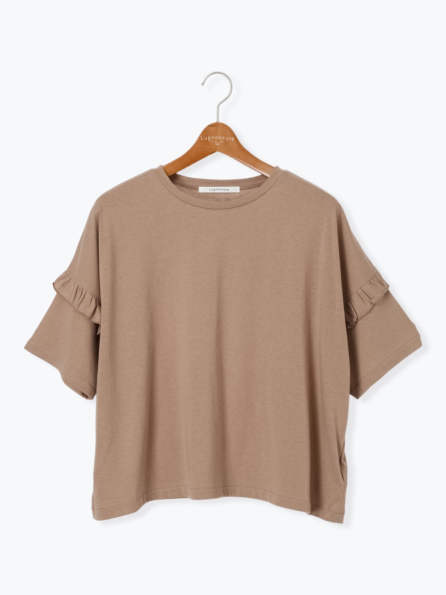 【テチチ/Te chichi】の袖フリルトップス インテリア・キッズ・メンズ・レディースファッション・服の通販 founy(ファニー) 　ファッション　Fashion　レディースファッション　Fashion for Women　トップス・カットソー　Cut & Sew Tops　シンプル　Simple, Minimal　フリル　Frill, Ruffle　リラックス　Relax, Relaxed Fit　無地　Plain, Solid Color　モカ|ID: prp329100004648522 ipo3291000000033562191