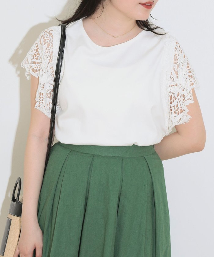 【ビームス ハート/BEAMS HEART】のBEAMS HEART / レーススリーブ プルオーバー インテリア・キッズ・メンズ・レディースファッション・服の通販 founy(ファニー) https://founy.com/ ファッション Fashion レディースファッション Fashion for Women トップス・カットソー Cut & Sew Tops カジュアルプルオーバー・ニットトップス Pullovers & Knit Tops / Casual Pullovers ウェーブ Wavy Pattern シルケット Silket, Silky Cotton シンプル Simple, Minimal スリーブ Sleeve, Long Sleeve / Short Sleeve バランス Balance, Style Balance プリーツ Pleats, Pleated リーフ Leaf, Botanical Leaf レース Lace, Lace Fabric ワイド Wide, Wide Fit |ID: prp329100004648531 ipo3291000000033562356