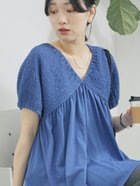 【サマンサモスモス/Samansa Mos2】の◎【接触冷感】シャーリングVネックプルオーバー ブルー|ID: prp329100004648644 ipo3291000000033564987