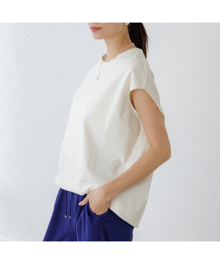 【エルーラ/Elura】のひやっとタッチフレンチTシャツ/576899 インテリア・キッズ・メンズ・レディースファッション・服の通販 founy(ファニー) https://founy.com/ ファッション Fashion レディースファッション Fashion for Women トップス・カットソー Cut & Sew Tops シャツ・ブラウス・オフィスカジュアル Elegant Blouses & Button-Ups ロングTシャツ・Tシャツ Longline T-Shirts & Tees シルケット Silket, Silky Cotton シンプル Simple, Minimal スリーブ Sleeve, Long Sleeve / Short Sleeve デニム Denim, Jeans Material フィット Fit, Slim Fit フレンチ French, French Style リラックス Relax, Relaxed Fit ワイド Wide, Wide Fit エレガント 上品 Elegant |ID: prp329100004648685 ipo3291000000033566541