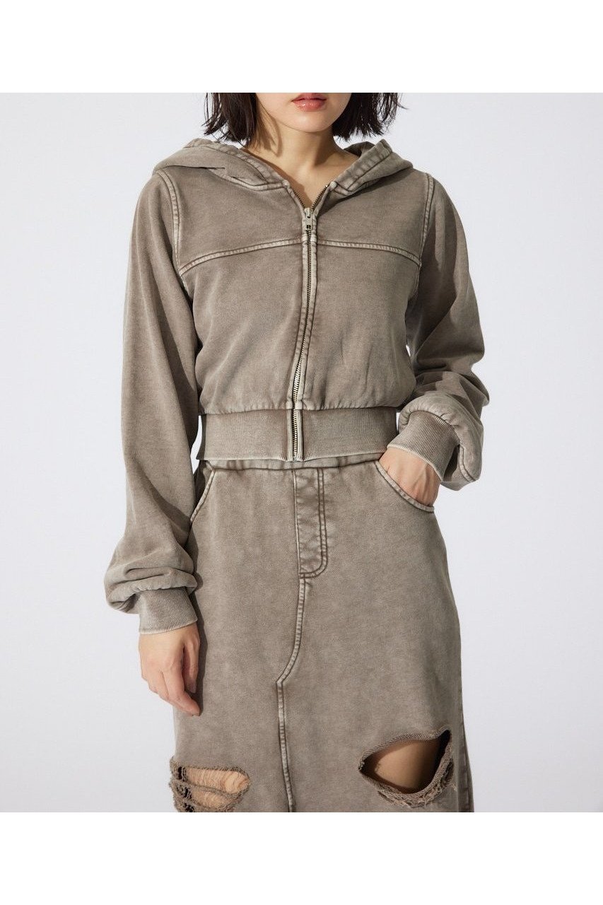【リエンダ/rienda】のフードZIPブルゾン インテリア・キッズ・メンズ・レディースファッション・服の通販 founy(ファニー) 　ファッション　Fashion　レディースファッション　Fashion for Women　アウター　Coat / Outerwear Collection　ブルゾンジャケット・スポーティアウター　Blouson Jackets　クロップド　Cropped, Short Length　ショルダー　Shoulder, Shoulder Strap　スウェット / スエット　Sweatshirt, Sweatwear　ストレッチ　Stretch, Stretchy Fabric　トレンド　Trend, Trending Now　ドロップ　Drop Shoulder, Dropped Style　ブルゾン　Blouson, Bomber Jacket　ボトム　Bottoms, Lower Wear　無地　Plain, Solid Color　リラックス　Relax, Relaxed Fit　再入荷　Restock / Back in Stock　おすすめ　Recommended / Our Picks　BRN|ID: prp329100004648687 ipo3291000000033566609