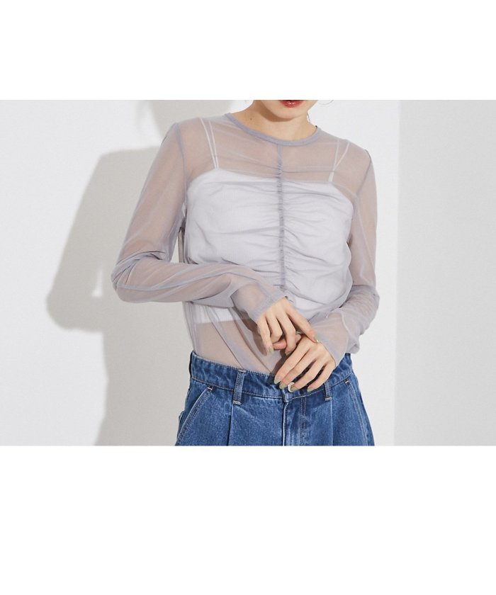 【ノミネ/NOMINE】のフロントシャーリング シアー ロンT インテリア・キッズ・メンズ・レディースファッション・服の通販 founy(ファニー) https://founy.com/ ファッション Fashion レディースファッション Fashion for Women トップス・カットソー Cut & Sew Tops ロングTシャツ・Tシャツ Longline T-Shirts & Tees インナー Innerwear エレガント 上品 Elegant シアー Sheer, See-Through シャーリング Shirring, Ruched フロント Front, Front Design |ID: prp329100004648697 ipo3291000000033566862