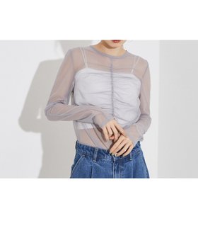 【ノミネ/NOMINE】のフロントシャーリング シアー ロンT 人気、トレンドファッション・服の通販 founy(ファニー) ファッション Fashion レディースファッション Fashion for Women トップス・カットソー Cut & Sew Tops ロングTシャツ・Tシャツ Longline T-Shirts & Tees インナー Innerwear エレガント 上品 Elegant シアー Sheer, See-Through シャーリング Shirring, Ruched フロント Front, Front Design |ID:prp329100004648697