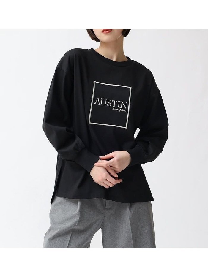 【ラシュッド/LASUD】のシアーロゴ刺繍ロンT インテリア・キッズ・メンズ・レディースファッション・服の通販 founy(ファニー) https://founy.com/ ファッション Fashion レディースファッション Fashion for Women トップス・カットソー Cut & Sew Tops ロングTシャツ・Tシャツ Longline T-Shirts & Tees シアー Sheer, See-Through スリット Slit, Slit Detail ロング Long, Long-Length |ID: prp329100004648713 ipo3291000000033567534
