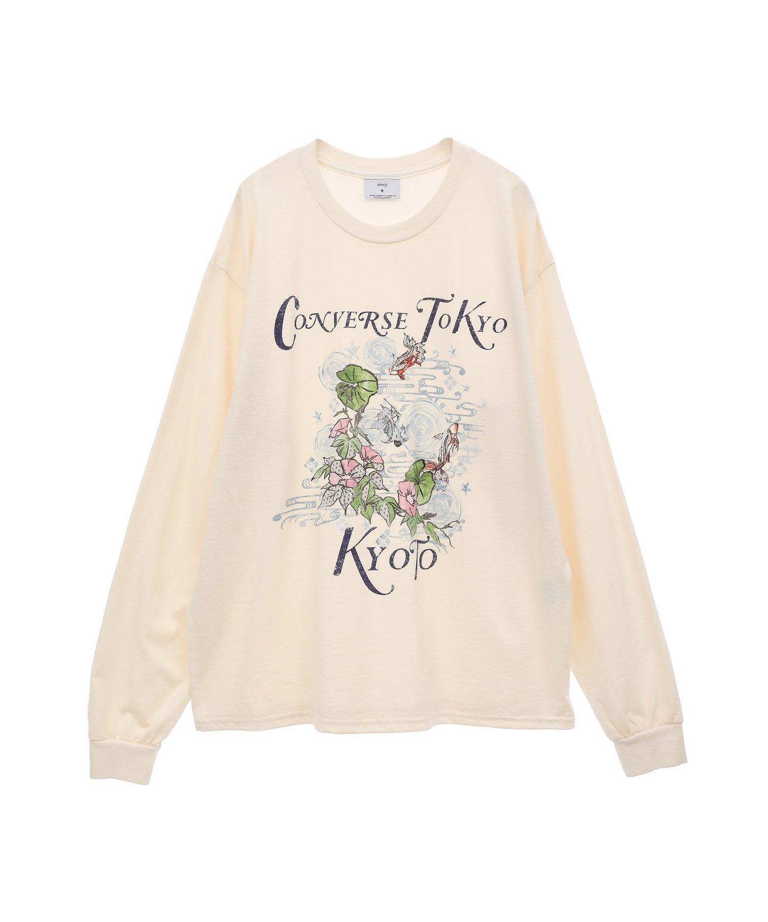 【コンバーストウキョウ/CONVERSE TOKYO】の【KYOTO LIMITED】MORNING GLORY LONG-SLEEVED TEE インテリア・キッズ・メンズ・レディースファッション・服の通販 founy(ファニー) 　ファッション　Fashion　レディースファッション　Fashion for Women　トップス・カットソー　Cut & Sew Tops　グラフィック　Graphic, Graphic Design　モチーフ　Motif, Design Theme　アイボリー|ID: prp329100004648825 ipo3291000000033570173