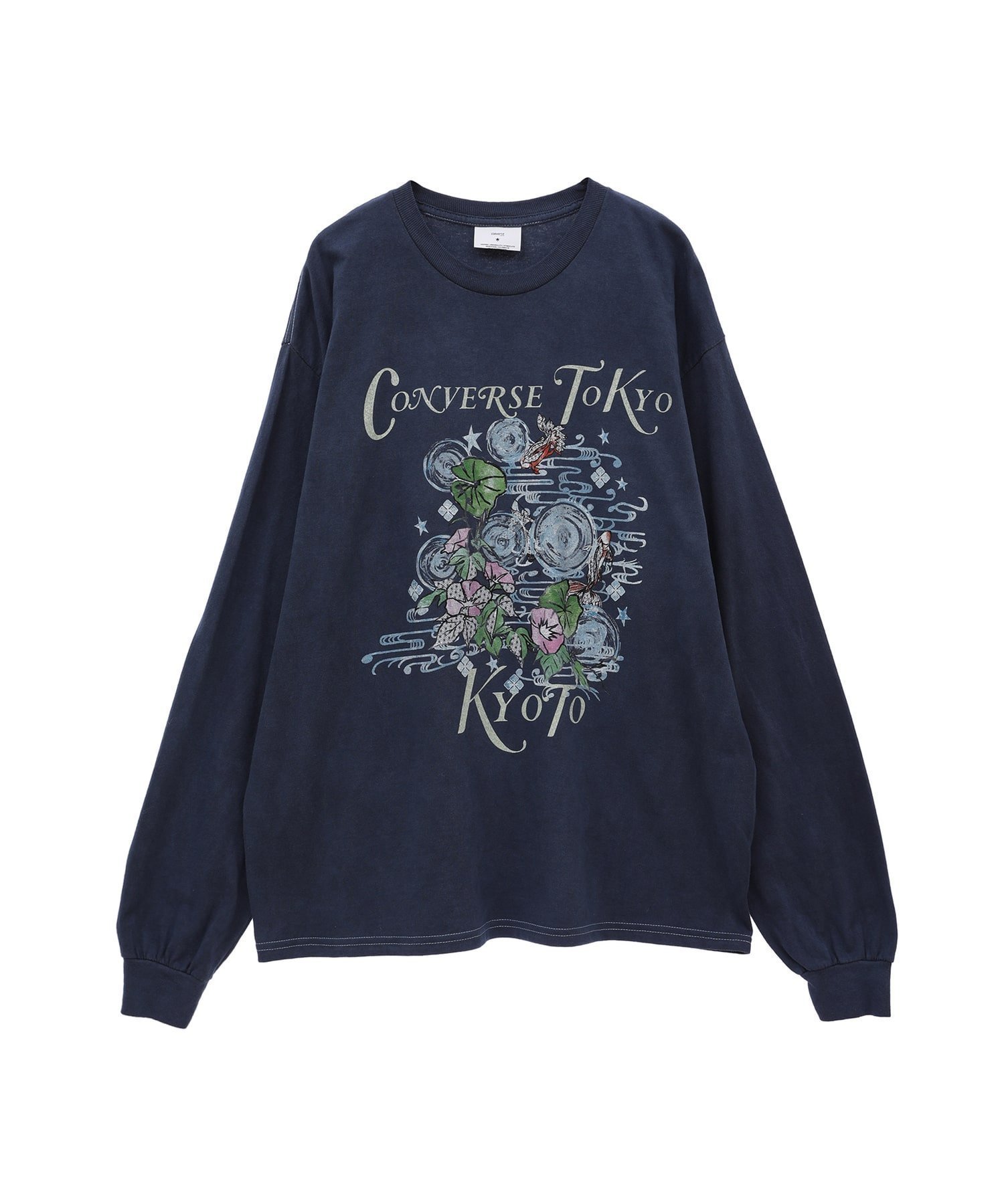 【コンバーストウキョウ/CONVERSE TOKYO】の【KYOTO LIMITED】MORNING GLORY LONG-SLEEVED TEE インテリア・キッズ・メンズ・レディースファッション・服の通販 founy(ファニー) 　ファッション　Fashion　レディースファッション　Fashion for Women　トップス・カットソー　Cut & Sew Tops　グラフィック　Graphic, Graphic Design　モチーフ　Motif, Design Theme　ブルー|ID: prp329100004648825 ipo3291000000033570176