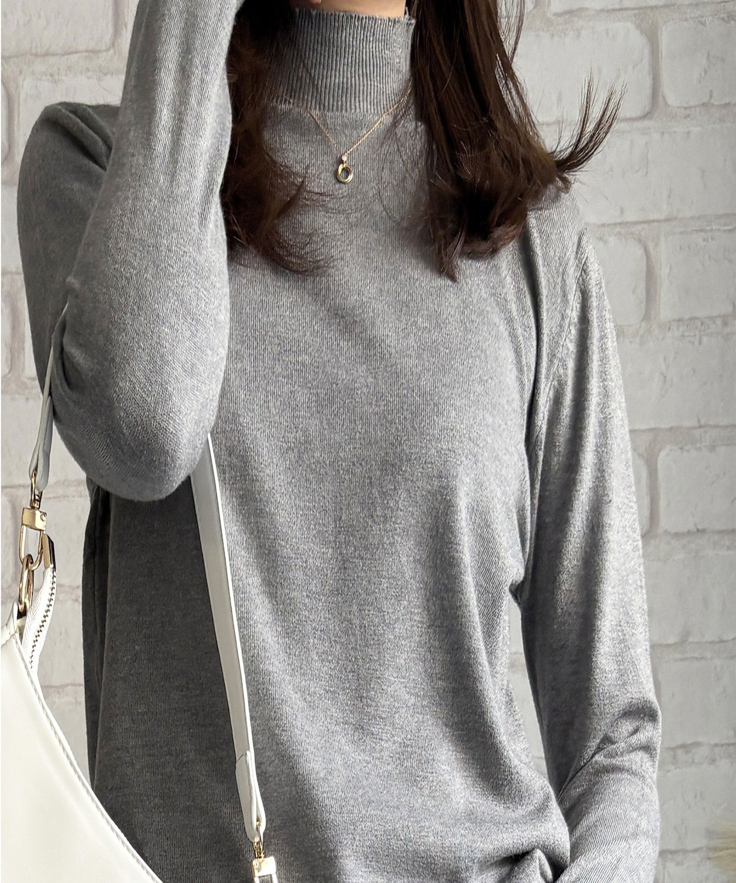【アミュレット/Amulet】の【Amulet】ハイネック長袖ニットトップス インテリア・キッズ・メンズ・レディースファッション・服の通販 founy(ファニー) 　ファッション　Fashion　レディースファッション　Fashion for Women　トップス・カットソー　Cut & Sew Tops　ニット　Knit Tops & Sweaters　なめらか　Smooth, Silky Texture　インナー　Innerwear　シンプル　Simple, Minimal　ハイネック　High Neck, Mock Neck　長袖　Long Sleeve, Full Sleeve　ダークグレー|ID: prp329100004648857 ipo3291000000033571030