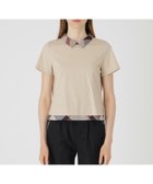 【ブルーレーベル クレストブリッジ/BLUE LABEL CRESTBRIDGE】のピマコットンプレーティング天竺パーシャルチェックカットソー 人気、トレンドファッション・服の通販 founy(ファニー) ファッション Fashion レディースファッション Fashion for Women トップス・カットソー Cut & Sew Tops カットソー・ベーシックTシャツ Cut-and-Sewn Tops / Stretch Tees & Basics カットソー Cut and Sewn Top コンビ Combo, Combination Style ボトム Bottoms, Lower Wear thumbnail ベージュ|ID: prp329100004648863 ipo3291000000033571173