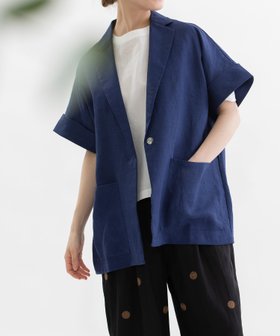 【プードゥドゥ/POU DOU DOU】のラミー半袖シャツジャケット 人気、トレンドファッション・服の通販 founy(ファニー) ファッション Fashion レディースファッション Fashion for Women アウター Coat / Outerwear Collection レディースジャケット・軽アウター Jackets シンプル Simple, Minimal ジャケット Jacket, Outerwear スマート Smart, Elegant フォルム Silhouette, Form リラックス Relax, Relaxed Fit 半袖 Short Sleeve, Half Sleeve 夏 Summer 長袖 Long Sleeve, Full Sleeve |ID:prp329100004648869