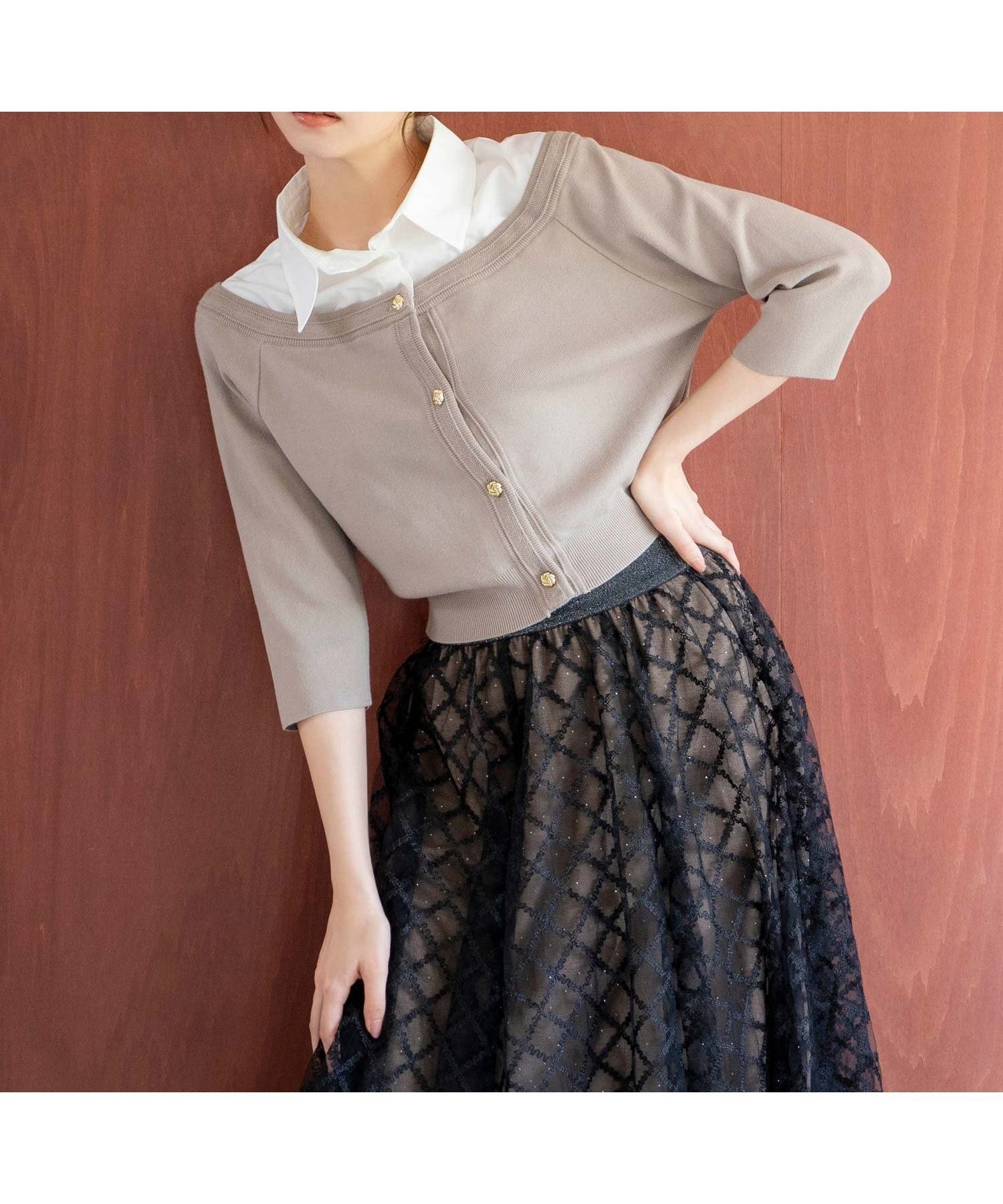 【ノエラ/Noela】の【WEB限定カラーあり】シャツレイヤードライクニット インテリア・キッズ・メンズ・レディースファッション・服の通販 founy(ファニー) 　ファッション　Fashion　レディースファッション　Fashion for Women　トップス・カットソー　Cut & Sew Tops　ニット　Knit Tops & Sweaters　シャツ・ブラウス・オフィスカジュアル　Elegant Blouses & Button-Ups　ショート　Short, Short Length　ポケット　Pocket, Pocket Detail　ベージュ|ID: prp329100004648931 ipo3291000000033890013