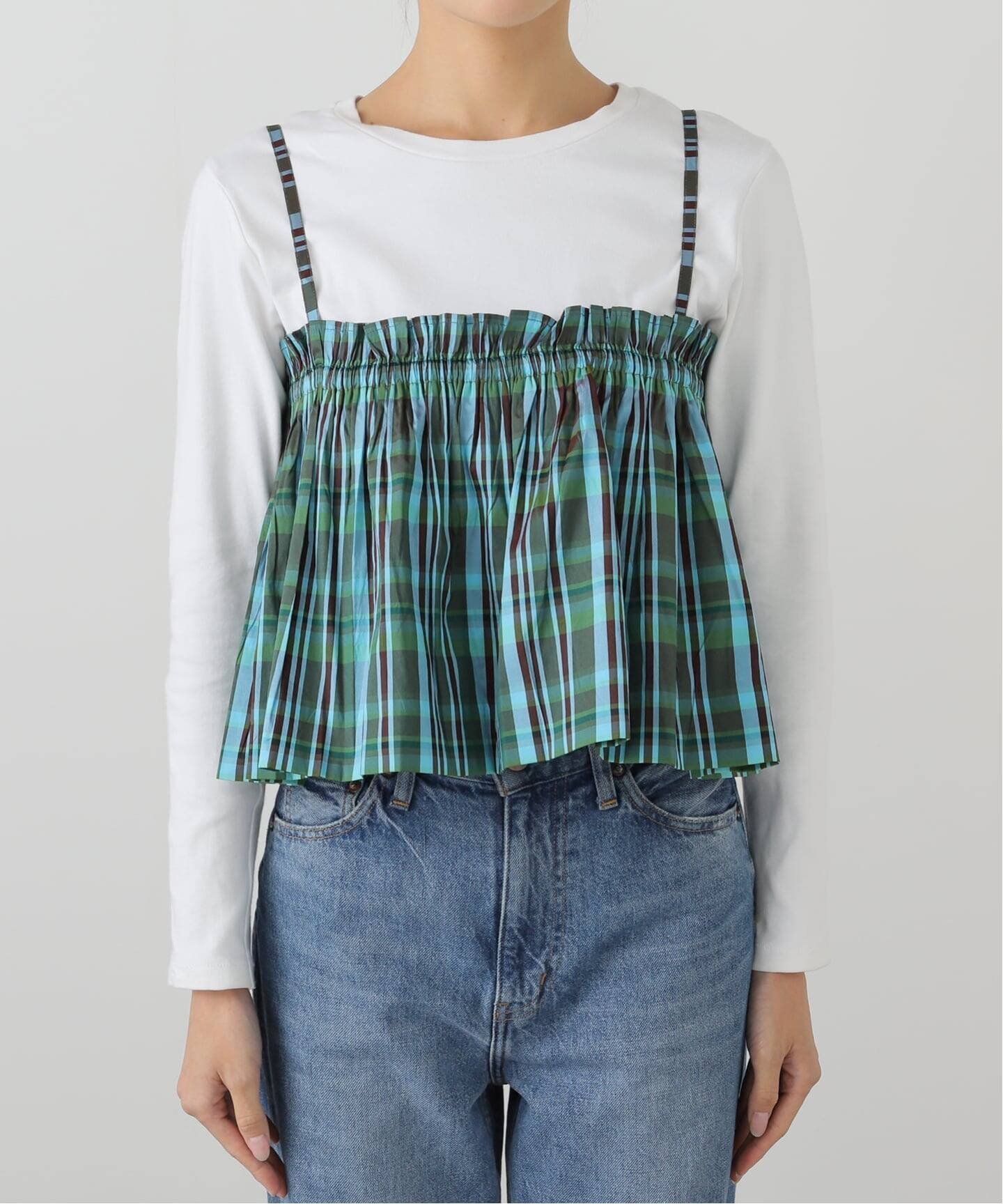 【スローブ イエナ/SLOBE IENA】のsara mallika/サラ マリカ SLOBE別注 マドラスチェックキャミ インテリア・キッズ・メンズ・レディースファッション・服の通販 founy(ファニー) 　ファッション　Fashion　レディースファッション　Fashion for Women　トップス・カットソー　Cut & Sew Tops　キャミソール&ノースリーブ　Camisoles & Sleeveless Tops　2025年　2025　2025-2026秋冬・A/W　Autumn/Winter 2025–26 AW25–26　インド　Indian Textile　キャミソール　Camisole, Spaghetti Strap Top　ビスチェ　Bustier, Corset Top　ファブリック　Fabric, Textile　プリント　Print, Printed Pattern　別注　Limited Edition, Custom Order　グリーン|ID: prp329100004648955 ipo3291000000033573306