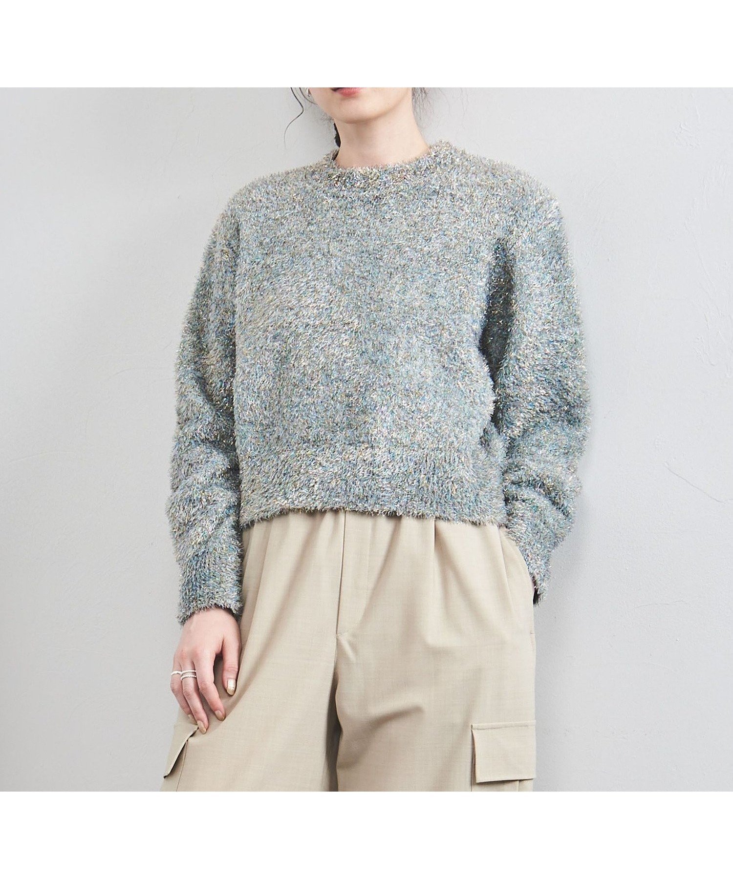 【ユナイテッドアローズ/UNITED ARROWS】のグリッターラメ クルーネック ニット インテリア・キッズ・メンズ・レディースファッション・服の通販 founy(ファニー) 　ファッション　Fashion　レディースファッション　Fashion for Women　トップス・カットソー　Cut & Sew Tops　ニット　Knit Tops & Sweaters　おすすめ　Recommended / Our Picks　カーディガン　Cardigan, Knitwear　コンパクト　Compact, Small Size　シンプル　Simple, Minimal　フェザーヤーン　Feather Yarn, Fluffy Yarn　ベスト　Vest, Waistcoat　その他6|ID: prp329100004648976 ipo3291000000033573731