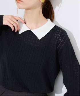 【スローブ イエナ/SLOBE IENA】 クレリック襟付きニット人気、トレンドファッション・服の通販 founy(ファニー) ファッション Fashion レディースファッション Fashion for Women トップス・カットソー Cut & Sew Tops ニット Knit Tops & Sweaters 2025年 2025 2025-2026秋冬・A/W Autumn/Winter 2025–26 AW25–26 おすすめ Recommended / Our Picks アイレット Eyelet Lace クラシカル Classical, Vintage-Inspired デニム Denim, Jeans Material ミックス Mix, Mixed Style |ID:prp329100004648998