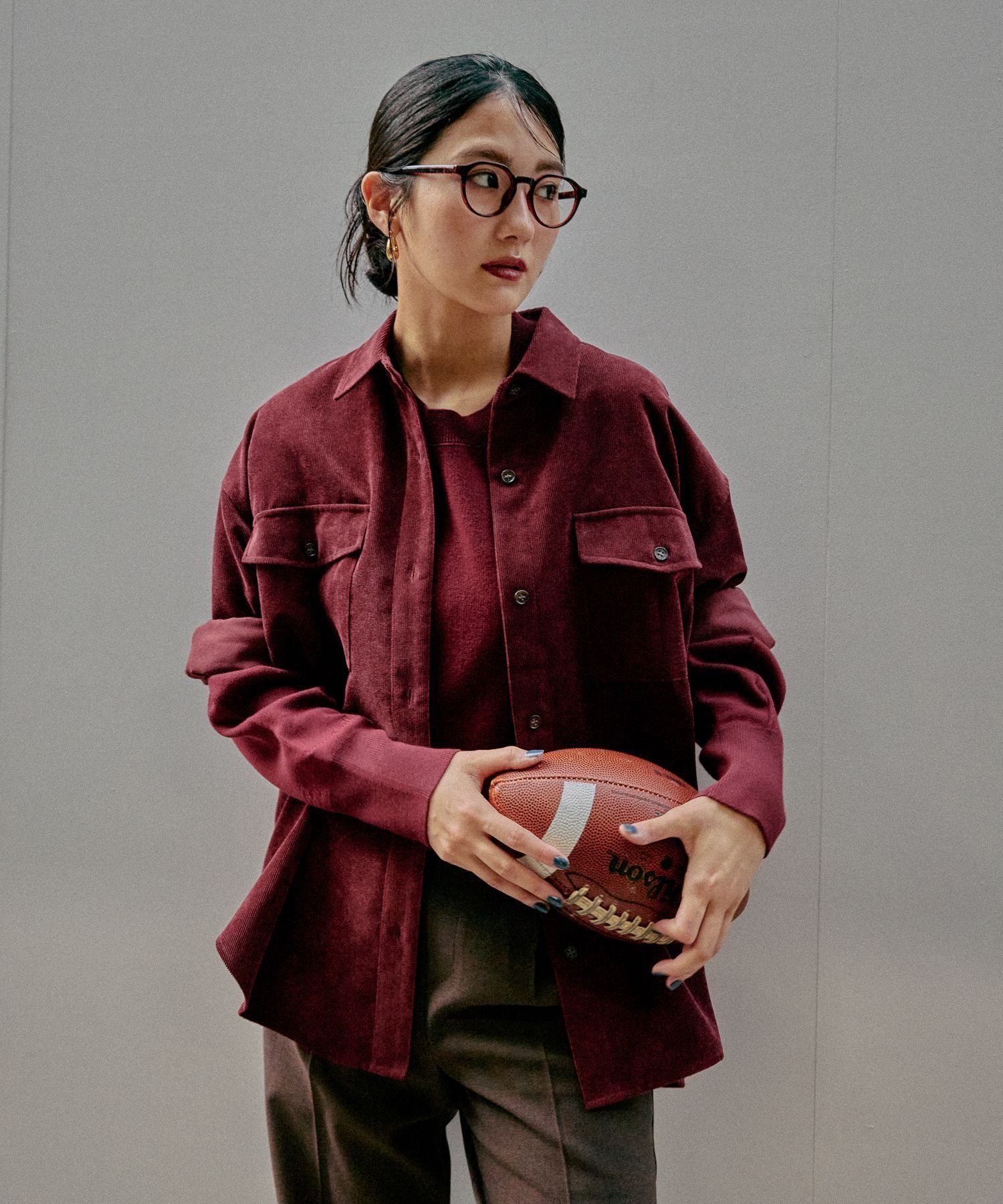 【グローバルワーク/GLOBAL WORK】のイージーケアコーデュロイシャツ/499701 インテリア・キッズ・メンズ・レディースファッション・服の通販 founy(ファニー) 　ファッション　Fashion　レディースファッション　Fashion for Women　トップス・カットソー　Cut & Sew Tops　シャツ・ブラウス・オフィスカジュアル　Elegant Blouses & Button-Ups　コーデュロイ　Corduroy, Cord Fabric　セットアップ　Set-Up, Coordinated Outfit　バランス　Balance, Style Balance　フレア　Flare, Flared　ボトム　Bottoms, Lower Wear　ボルドー35|ID: prp329100004649301 ipo3291000000034406318