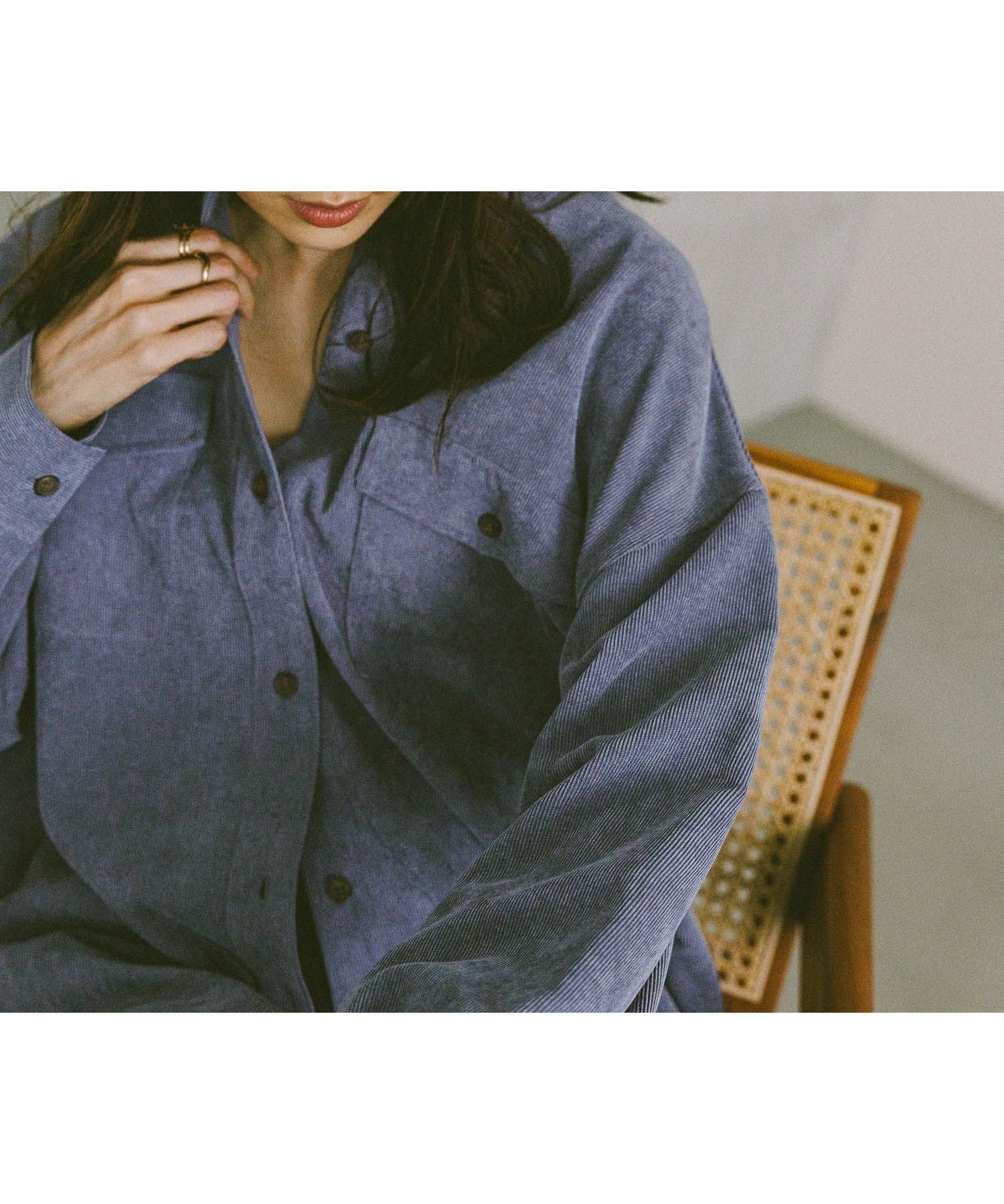 【グローバルワーク/GLOBAL WORK】のイージーケアコーデュロイシャツ/499701 インテリア・キッズ・メンズ・レディースファッション・服の通販 founy(ファニー) 　ファッション　Fashion　レディースファッション　Fashion for Women　トップス・カットソー　Cut & Sew Tops　シャツ・ブラウス・オフィスカジュアル　Elegant Blouses & Button-Ups　コーデュロイ　Corduroy, Cord Fabric　セットアップ　Set-Up, Coordinated Outfit　バランス　Balance, Style Balance　フレア　Flare, Flared　ボトム　Bottoms, Lower Wear　クスミブルー85|ID: prp329100004649301 ipo3291000000034406320