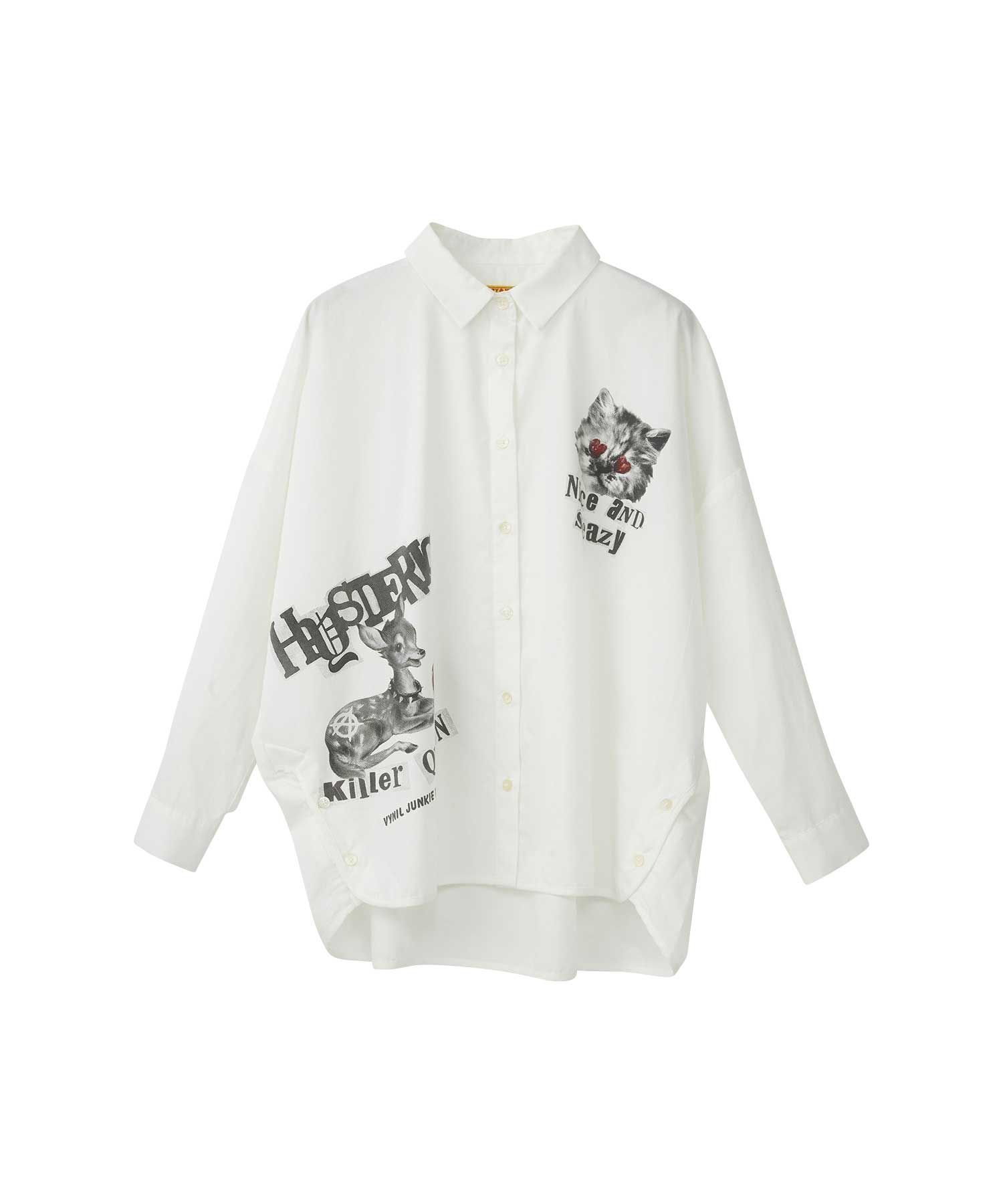 【ヒステリックグラマー/HYSTERIC GLAMOUR】のKILLER QUEEN オーバーシャツ 人気、トレンドファッション・服の通販 founy(ファニー) 　ファッション　Fashion　レディースファッション　Fashion for Women　トップス・カットソー　Cut & Sew Tops　シャツ・ブラウス・オフィスカジュアル　Elegant Blouses & Button-Ups　スリット　Slit, Slit Detail　 other-1|ID: prp329100004649321 ipo3291000000033579704