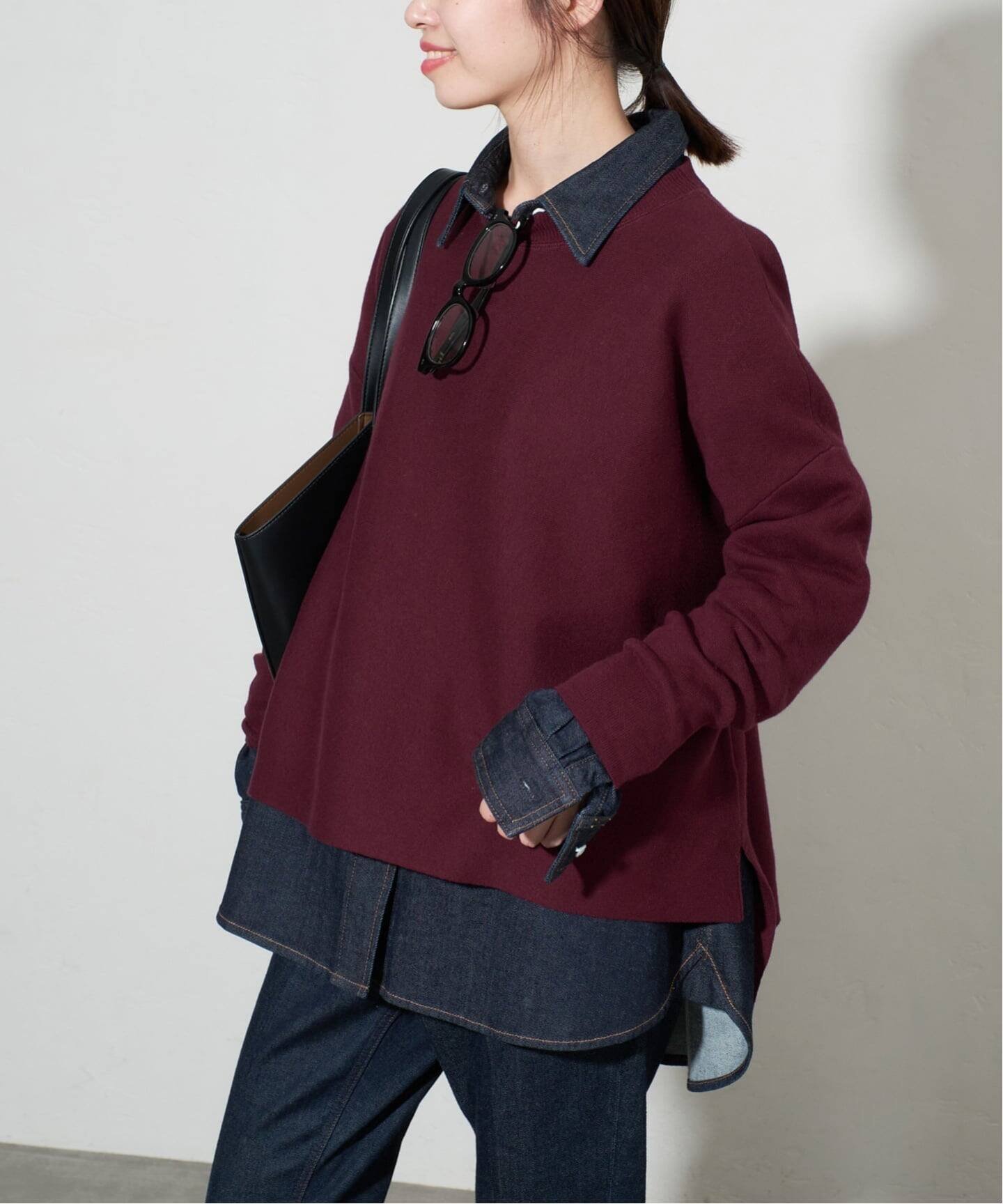 【スローブ イエナ/SLOBE IENA】の《セットアップ対応可/WEB限定カラーあり/ 》コットンダブルフェイスプルオーバー インテリア・キッズ・メンズ・レディースファッション・服の通販 founy(ファニー) 　ファッション　Fashion　レディースファッション　Fashion for Women　トップス・カットソー　Cut & Sew Tops　カジュアルプルオーバー・ニットトップス　Pullovers & Knit Tops / Casual Pullovers　カットソー　Cut and Sewn Top　カーディガン　Cardigan, Knitwear　スウェット / スエット　Sweatshirt, Sweatwear　セットアップ　Set-Up, Coordinated Outfit　ダブル　Double, Double-Breasted　フェイス　Face, Facial Design　おすすめ　Recommended / Our Picks　2025年　2025　2025-2026秋冬・A/W　Autumn/Winter 2025–26 AW25–26　ボルドー|ID: prp329100004649347 ipo3291000000033580191