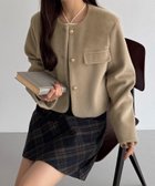 【ジュノア/JUNOAH】のcallautia ウールライクゴールドボタンノーカラージャケット グレージュ|ID: prp329100004649448 ipo3291000000033899012
