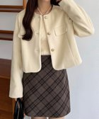 【ジュノア/JUNOAH】のcallautia ウールライクゴールドボタンノーカラージャケット アイボリー|ID: prp329100004649448 ipo3291000000033899013